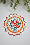 2-Piece Blue Polka Dot Orange Framed Retro Floral Pattern Embroidery Edge Cocktail Napkin 2 Pieces - 2