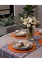 American Service Set, New Season, 6 Light Orange Napkins, 6 Cream Napkins, 6 Napkin Rings and Runner Cover Colorful Plaid Tk - 3