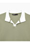 Cotton Regular Fit Short Sleeve Color Contrast Polo Collar T-Shirt - 5