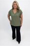 Women's Khaki Large Size Strawberry Fabric V-Neck Blouse Hzl26S-Zss110071 - 3
