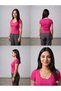 Women's 3-Piece Camisole Ribbed Fabric Body-Fitting Chest Part Lace-Detail Square Neck T-Shirt - 5