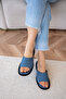 Spiel Genuine Leather Comfortable Sole Women's Blue Flat Slippers - 3