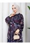 Vine Pattern Button Detailed Mevlana Cut Dress - 4