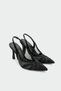 Denz Stoned Transparent Detailed Women's Black Heeled Shoes - 2