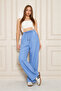 Women's 100% Cotton Wide-Leg Blue Baggy Pants - 2