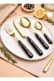 24 Piece Gold Cutlery Set 420 Stainless Steel 6 Place Settings Blue Ceramic Handle Knife Fork Spoon Coffee Spoon Set Formal Dinnerware Hygienic Stand - 7