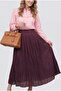 Elastic Waist Skirt-Burgundy - 2