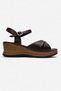 Women's Cross-Tied Low Wedge Heeled Sandals; Brown - 2