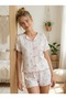 Summer V-Neck Camisole Pajama Set with Bow Detail - 3
