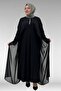 62016 Plus Size Sandy-Chiffon Dress with Stone Detail - Black