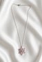 316L Steel Silver Color Pink Marquise Crystal Stone Lotus Flower Pendant Antiallergic Non Tarnish Women Necklace - 4