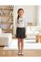 Ecru Crew Neck Girl's T-Shirt and Shorts Skirt