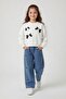 Ecru Stone Bow Patterned Badili Jean Pants and Top Set for Girls 24157 - 3