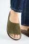 Lizette Women's Genuine Leather Single Strap Khaki Slippers - 8