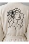 Boho Floral Women's Embroidered Natural Woven Muslin Kimono Dressing Gown - 2