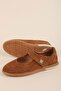 Genuine Leather Round Toe Anatomical Sole Comfortable Daily Ballet Flats Es.310 Tan Suede - 3