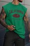 Men's Oversize Sleeveless T-Shirt 100% Cotton California Printed Crew Neck Tank Top