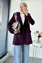 Premium Blazer Jacket with Scarf Detail – Plum - 4