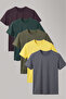 Men's 5-Pack Crew Neck Short Sleeve Basic Comfort T-Shirt Khaki - Nefti - Brown - Yellow - Smoked
