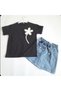 Girl's Floral Embroidered T-Shirt and Button Detailed Denim Skirt Set - 2