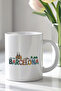 كوب سيراميك أبيض سعة 330 مل B مطبوع من إسبانيا بتصميم برشلونة - 2