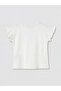 White Floral Patterned Short Sleeve Girls' Set - 3