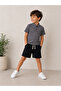 Boy's Waffle Fabric Striped Judge Collar Shorts 2-Piece Set - 2