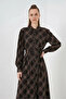 Women's Buttoned Viscose Black Hijab Dress - 2