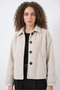 Women's Double-Breasted Cotton Ecru Jacket with Pocket Detail