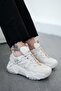 Trow women's lace-up chunky sole sneakers - white - 2