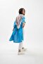 Women's blue kimono back printed tassel oversize midi summer beach cardigan - 2