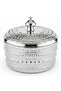 Verucci Premium White Ceramic Dates Serving Bowl with Silver Embossed Metal Exterior& Decorative Lid – 6.25 Inch