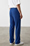 Men's navy blue oversize ottoman fabric trousers - 3