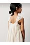 Girl's Ecru Scallop Dress with Straps, Summer Cotton Stylish Dress - 3