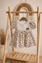 Baby Girl 100% Cotton Leopard Print Muslin Dress with Lace Collar and Pearl Detail - 6-24 Months
