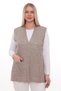Women's Mercerized Pocketed Buttoned Rolax Knitwear Seasonal Mother's Vest