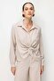 Front Gathered Fabric Patterned Blouse