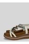 Novira Women's Suede Bright Color Stone Embellished Wooden Heel Bow Tie Natural Stone Look Ankle Elastic Tie Short Wedge Heel Sandals 4 cm - 6