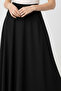 Black Pleated Flared Midi Skirt - 3