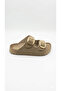 Women's Gold Double Buckle Anatomical Comfortable Stylish Soft Sole Slippers - 4