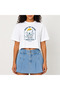 Crop T-Shirt White Printed Relaxed Fit Raw Cut Basic Short Tshirt