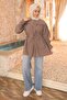 Modal Woven Shirt with Mink Buttons, Elastic Sleeves, and Waist Tie - 3