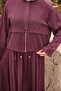 Plum Zippered Rubberized Jacket and Skirt Set - 4
