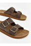 Brown Double Strap Buckle Women's Slippers - 3