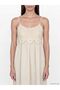 Lcwaikiki Classic Ecru Rope Strap Lace Detailed Poplin Dress - 3