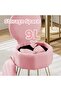 Vanity Stool with Storage, Compact Makeup Ottoman, Grey Flannel Upholstery, Collapsible Backrest - 4