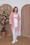 Powder Knitted Jacquard Double-Breasted Design Cotton Maternity Pajama Set of 3 - 3