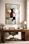 Modern Beige Glass Table with Orange and Black Dynamic Accents - Home, Business, and School Table with Black Metal Frame - 3