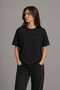 Pink Mood Wave Embroidered Black Regular Fit Unisex T-Shirt 30/1 Regular Fabric - 6