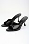 Women's Lunea Black Leather Heeled Slippers - 4